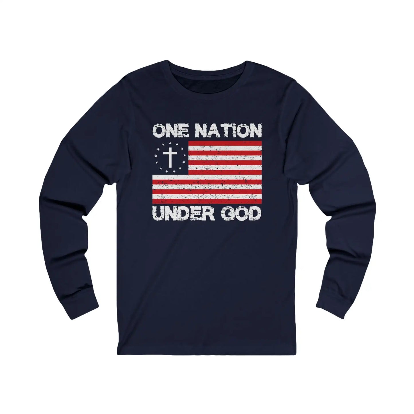 One Nation Under God Men's Long Sleeve Tee - Deplorable Tees