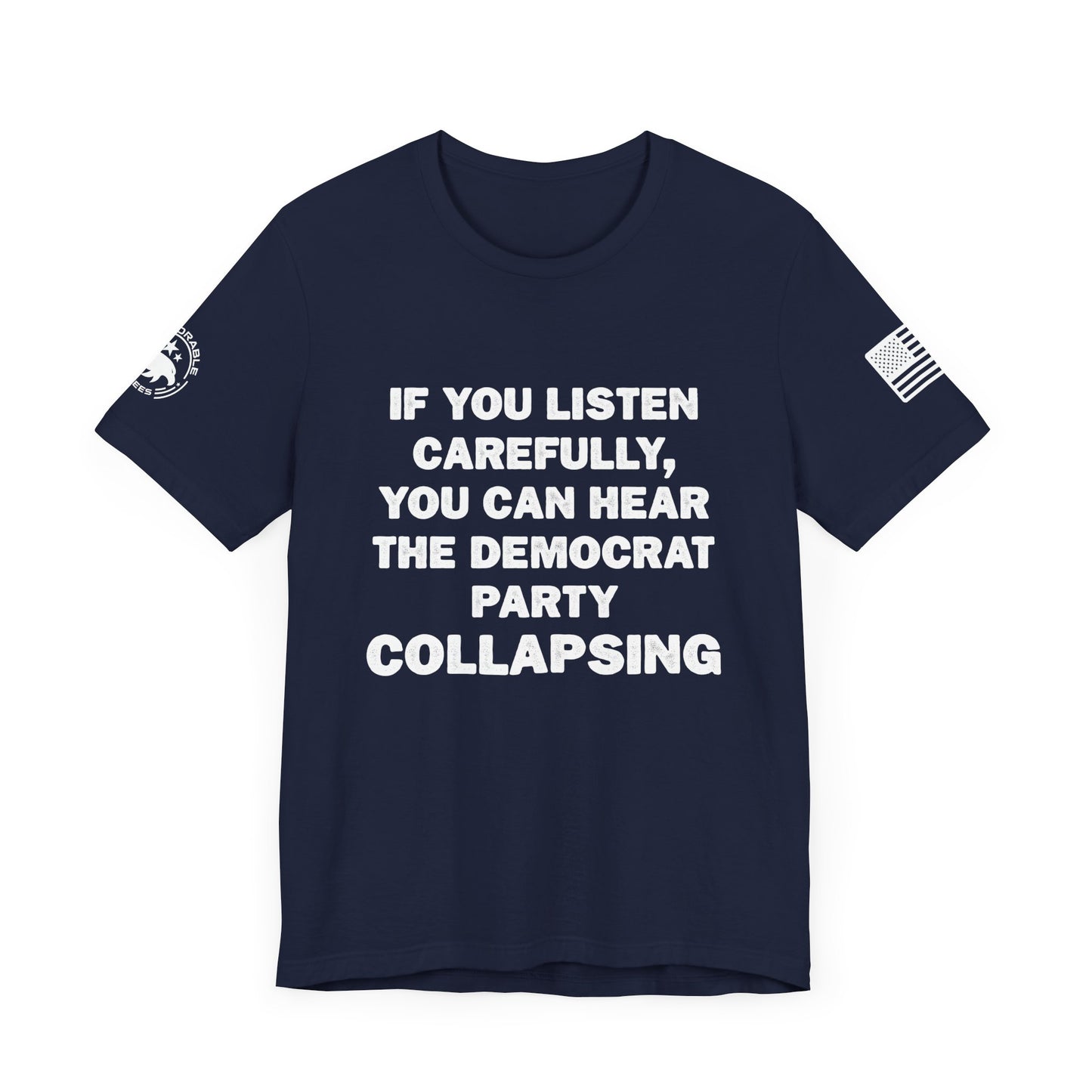 Democrat Party Collapsing Men's Short Sleeve Tee - Deplorable Tees