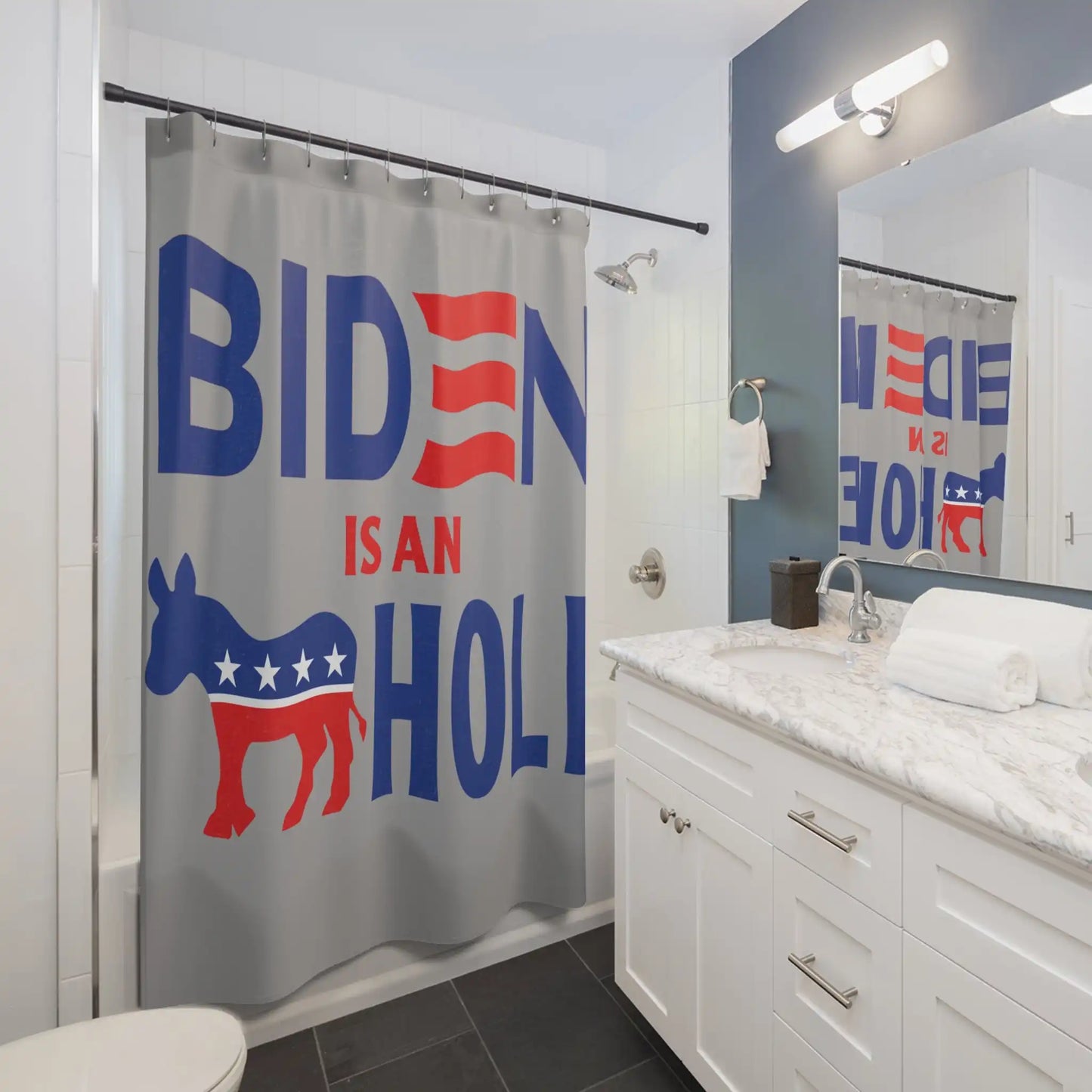 Biden Is An --- Hole Shower Curtains - Deplorable Tees