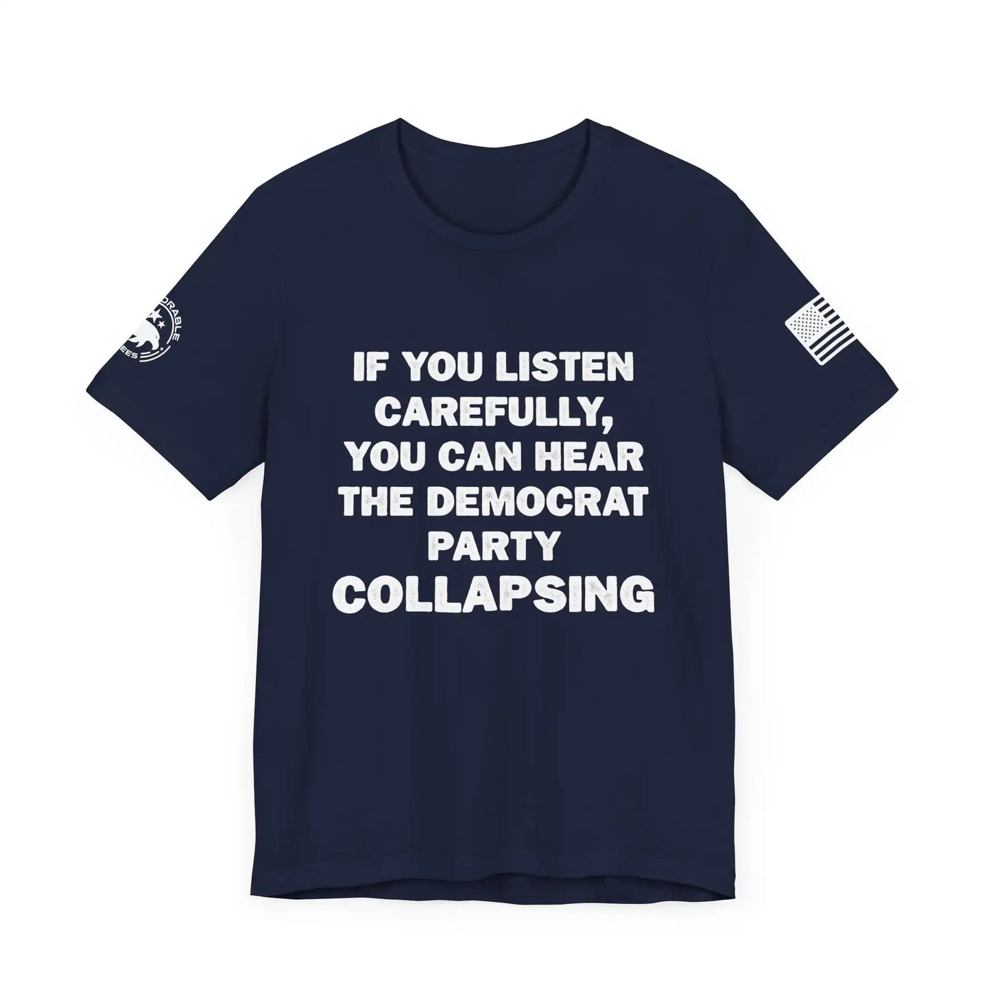 Democrat Party Collapsing Men's Short Sleeve Tee - Deplorable Tees