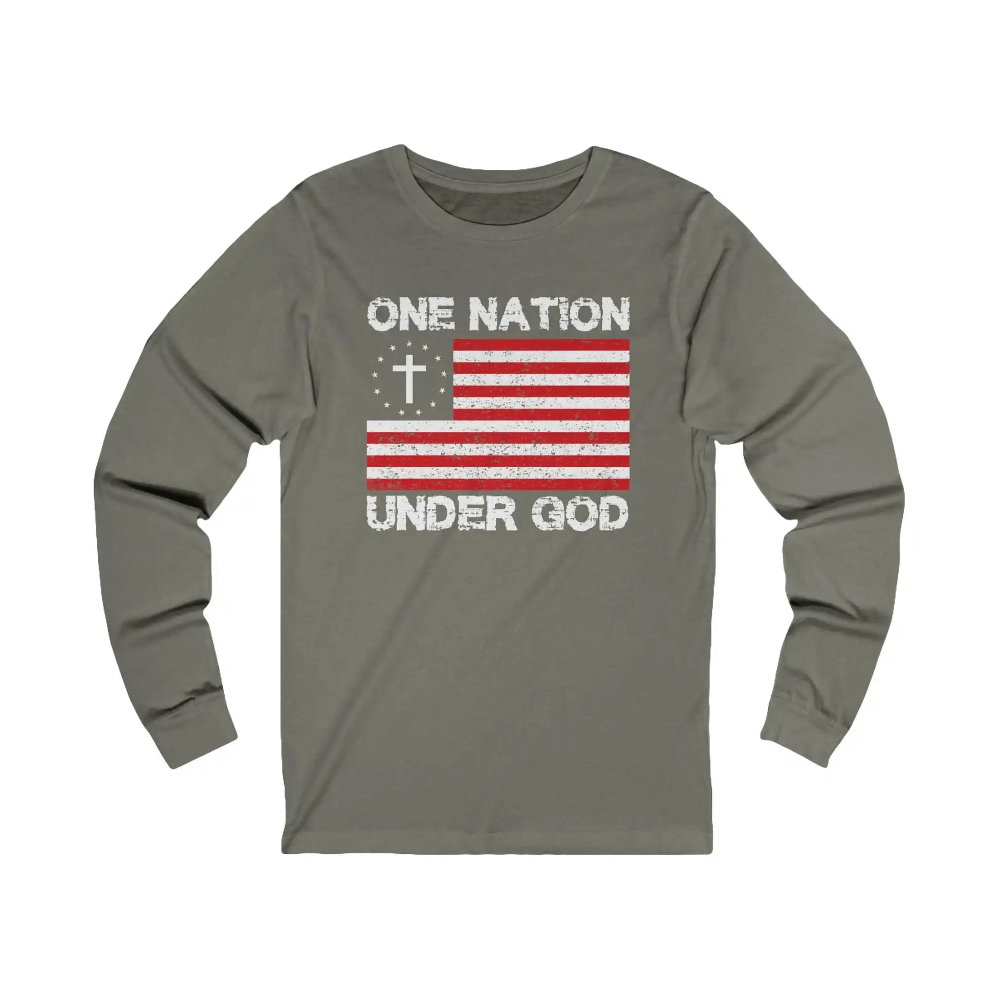 One Nation Under God Men's Long Sleeve Tee - Deplorable Tees
