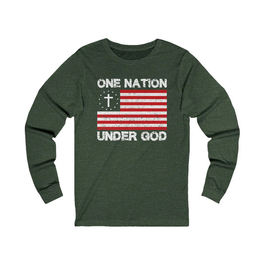 One Nation Under God Men's Long Sleeve Tee - Deplorable Tees