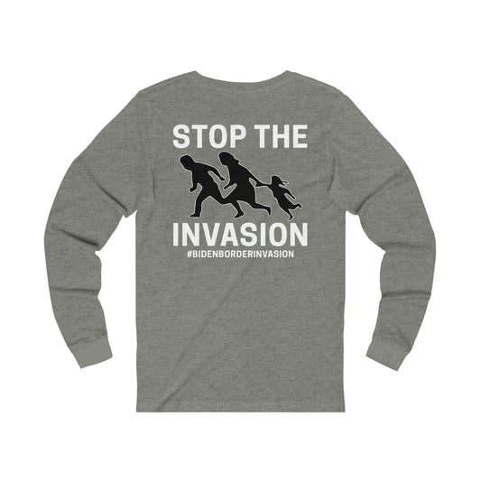 Stop The Invasion Men's Jersey Long Sleeve Tee - Deplorable Tees