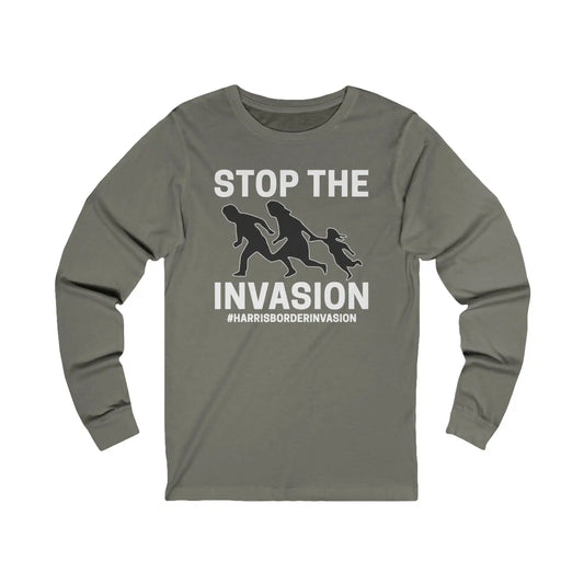 Stop The Invasion Men's Long Sleeve Tee - Deplorable Tees