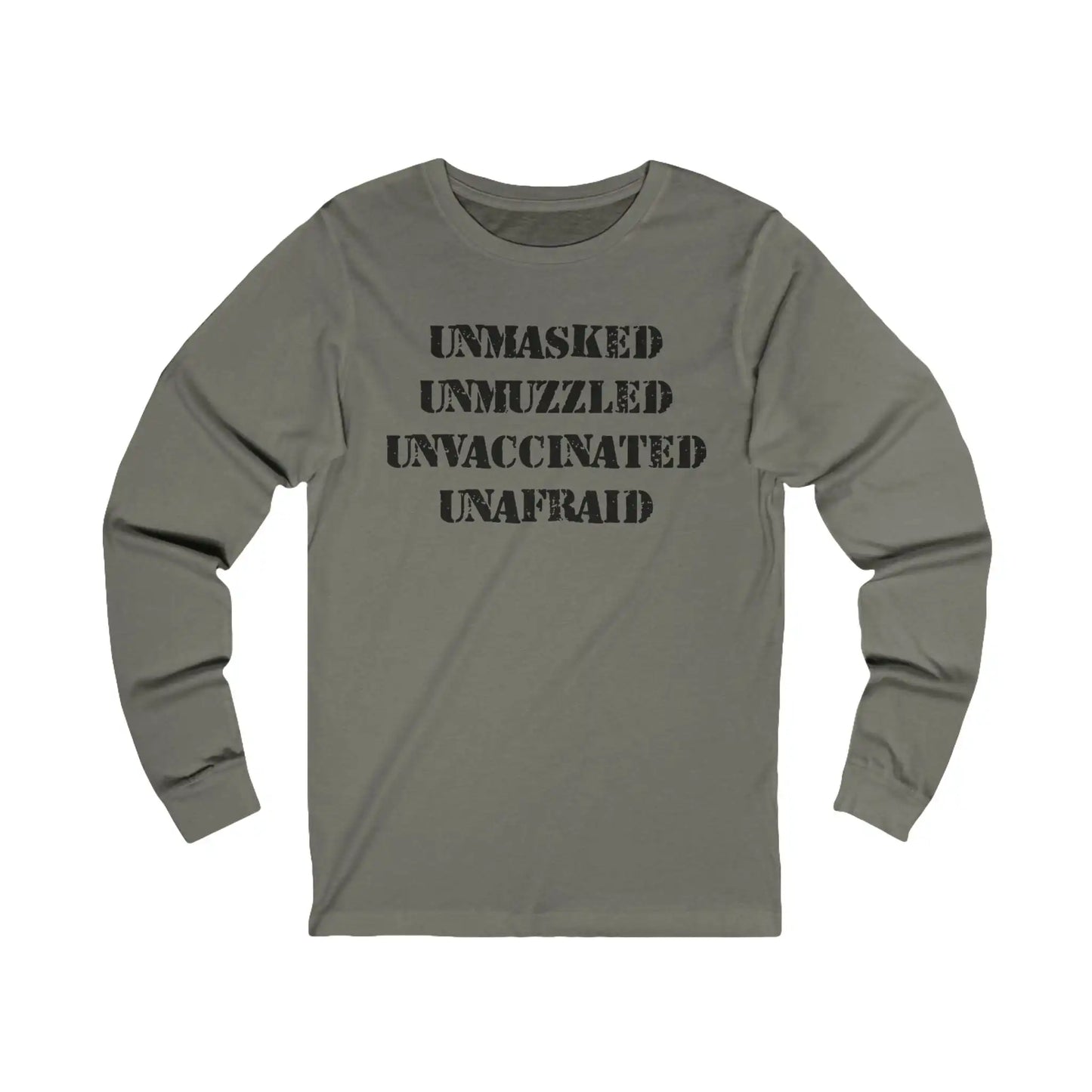 Unmasked Unmuzzled Unvaccinated Unafraid Men's Long Sleeve - Deplorable Tees