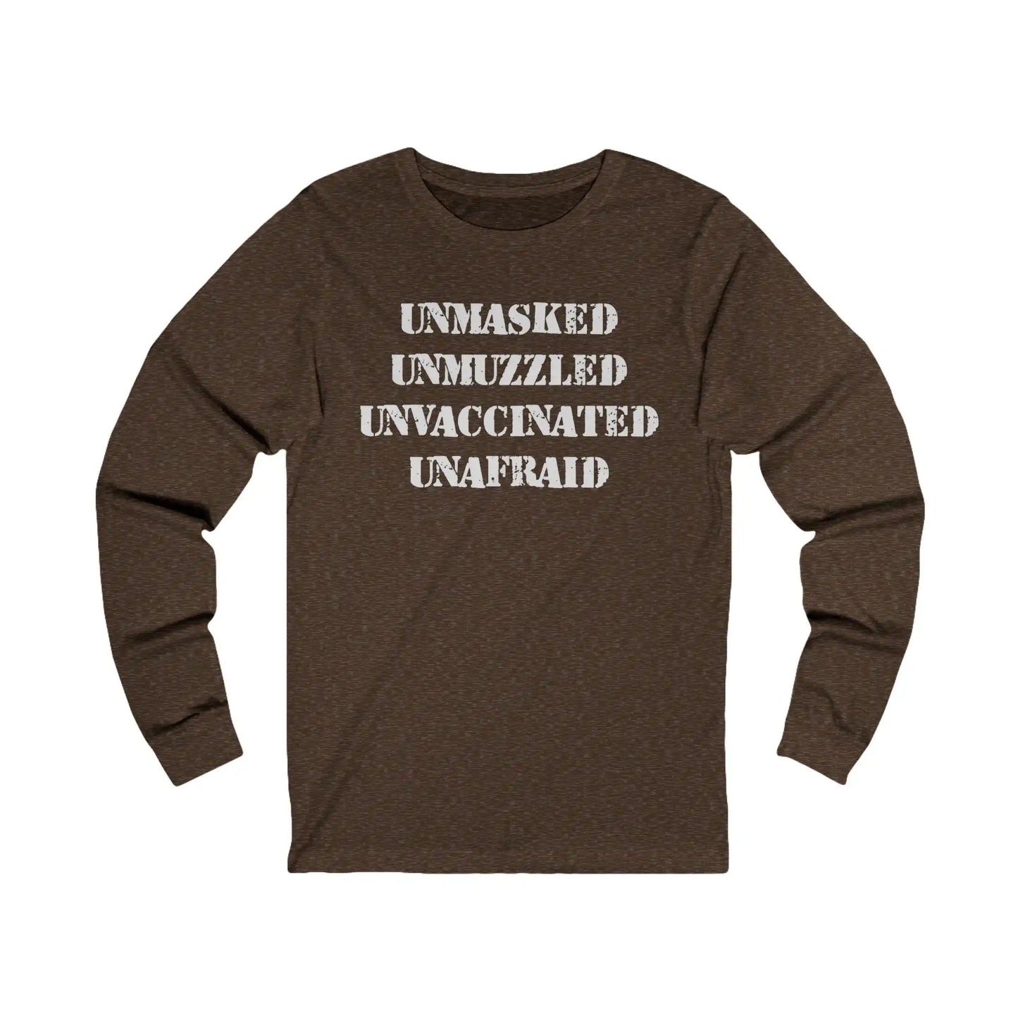 Unmasked Unmuzzled Unvaccinated Unafraid Men's Long Sleeve - Deplorable Tees