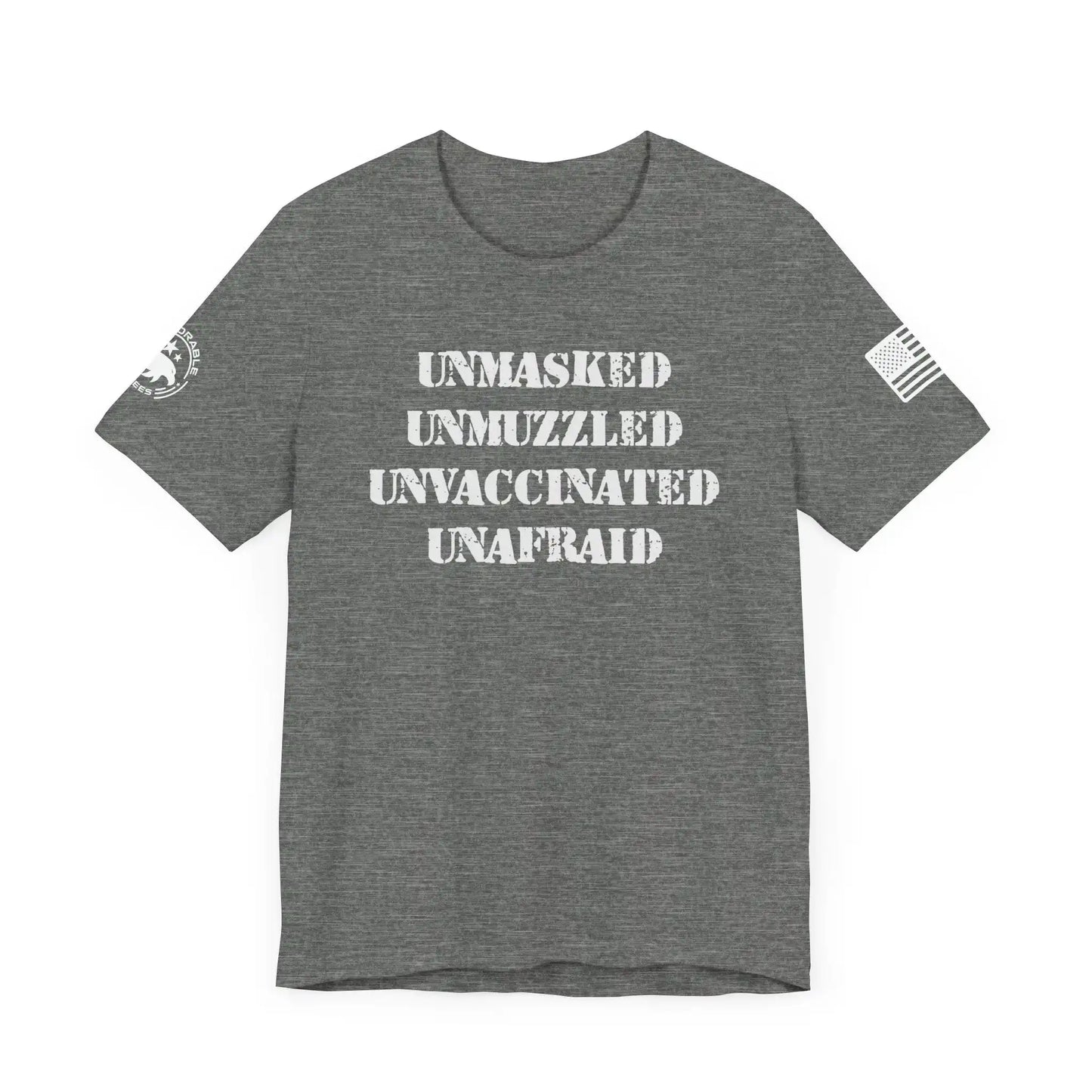 Unmasked Unmuzzled Unvaccinated Unafraid Men's Tee - Deplorable Tees