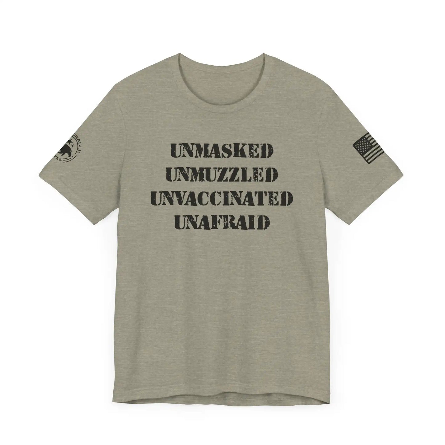 Unmasked Unmuzzled Unvaccinated Unafraid Men's Tee - Deplorable Tees