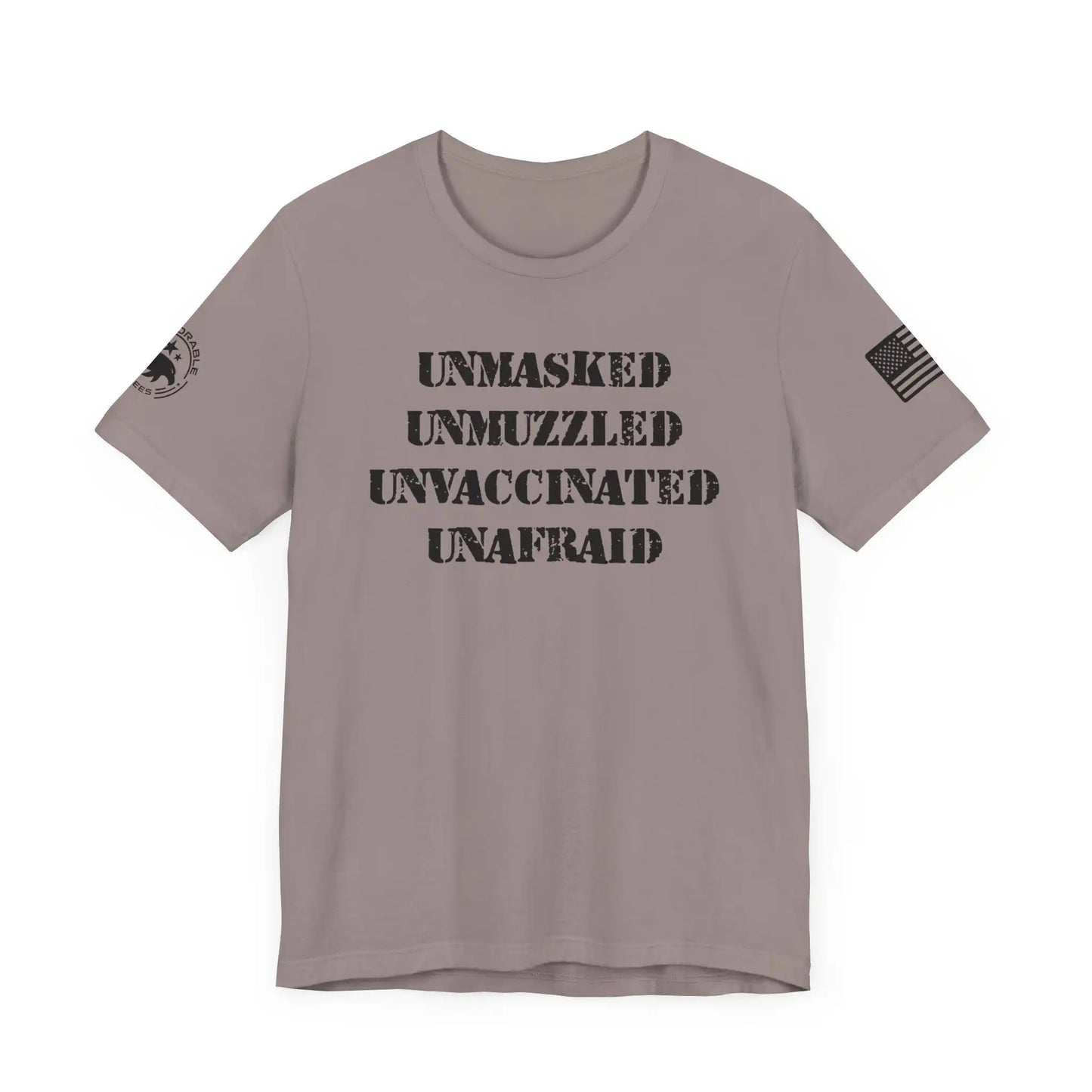 Unmasked Unmuzzled Unvaccinated Unafraid Men's Tee - Deplorable Tees