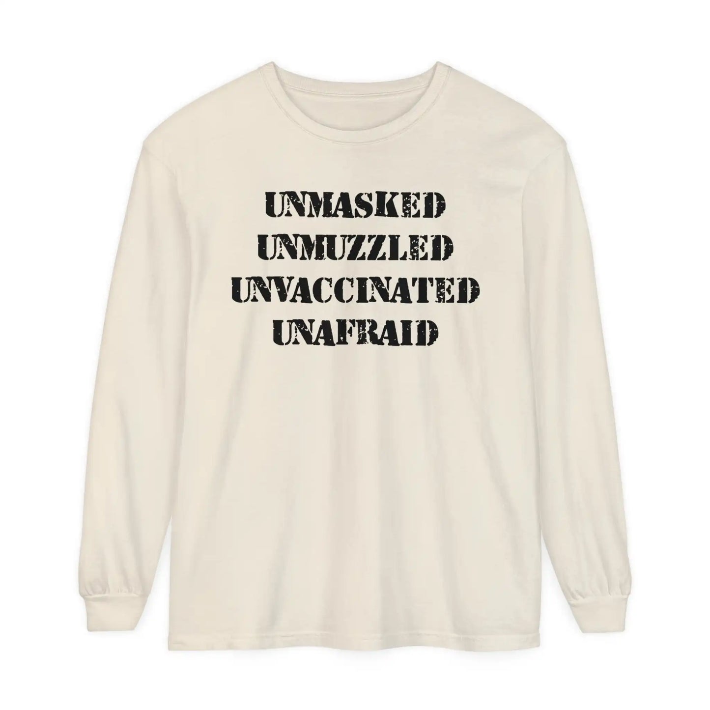 Unmasked Unmuzzled Unvaccinated Unafraid Women's Long Sleeve - Deplorable Tees