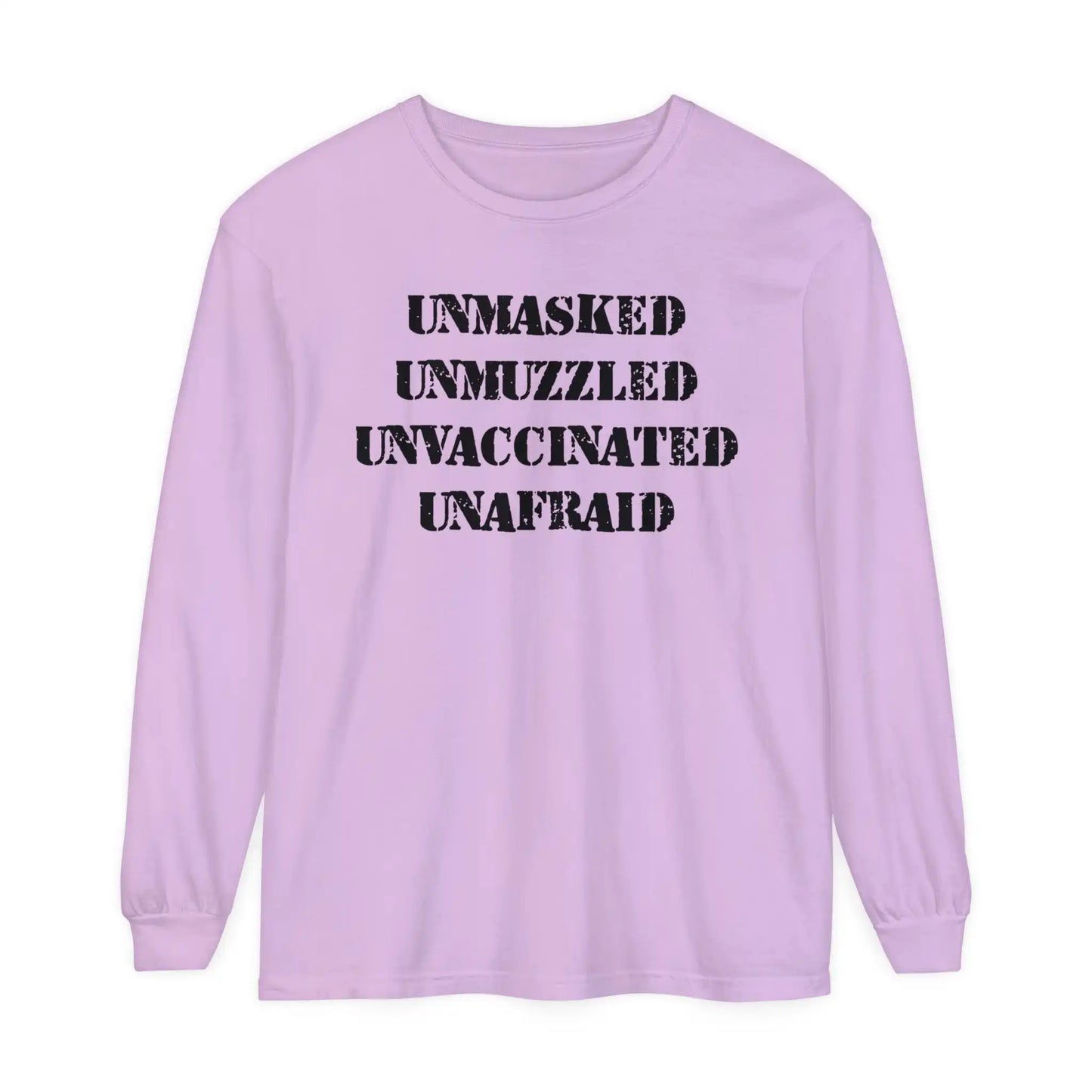 Unmasked Unmuzzled Unvaccinated Unafraid Women's Long Sleeve - Deplorable Tees