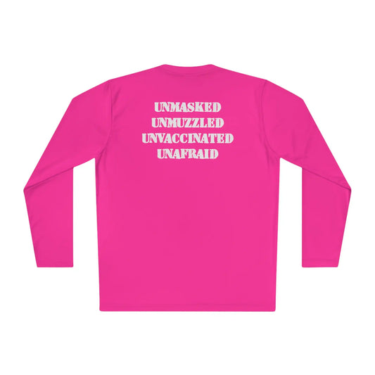 Unmasked Unmuzzled Unvaccinated Unafraid Women's Long Sleeve Tee - Deplorable Tees