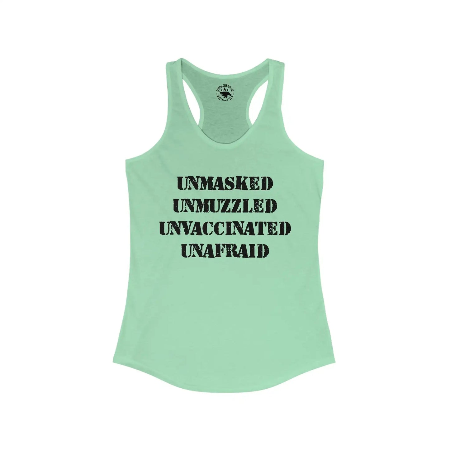 Unmasked Unmuzzled Unvaccinated Unafraid Women's Tank - Deplorable Tees